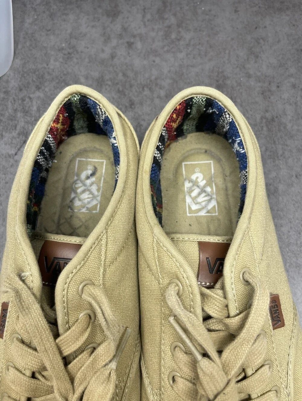 Vans Atwood Deluxe Sneakers Mens Size 13 Khaki Brown Tan White Low Top